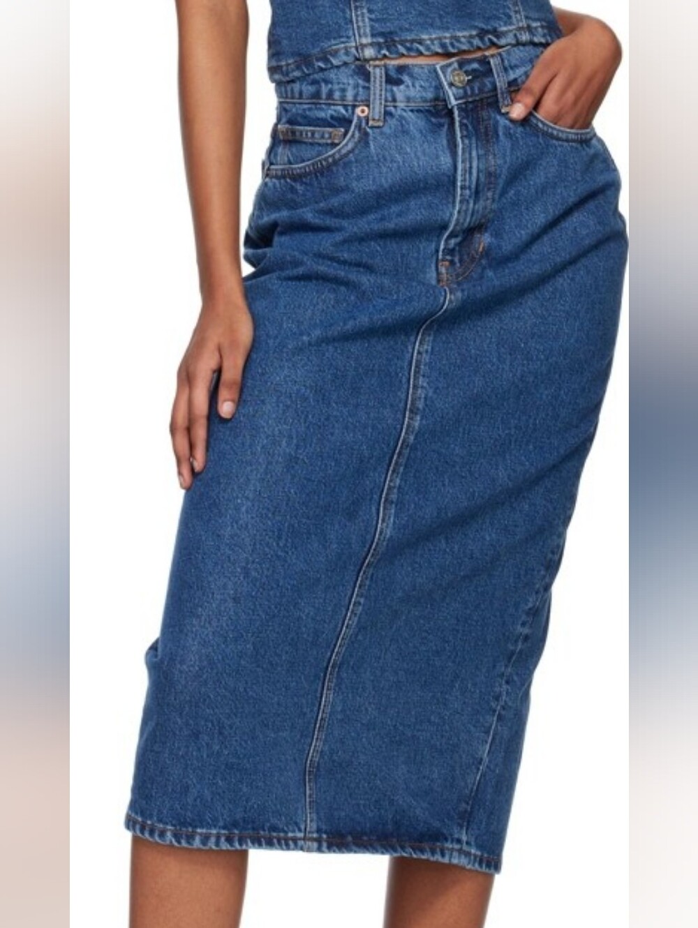 Reformation Blue Jayde Denim Midi Skirt Sz 28